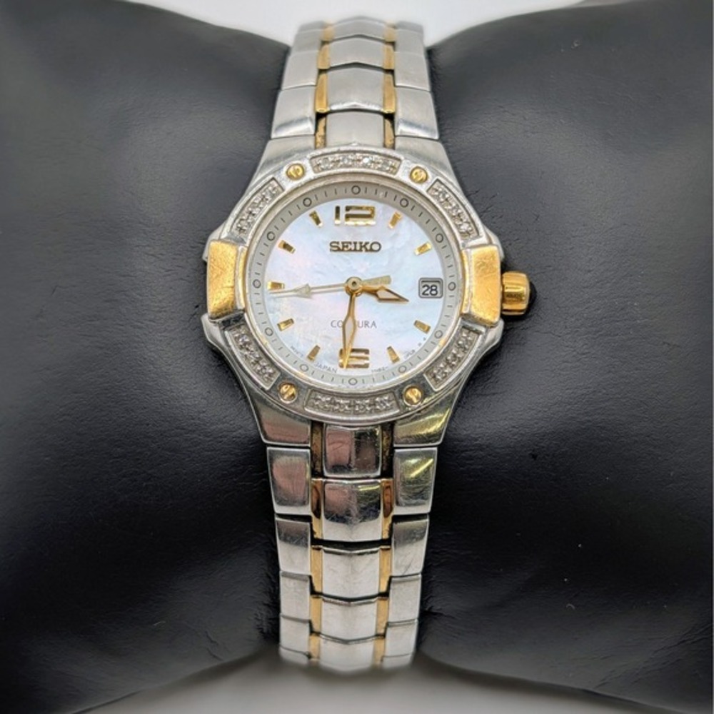 Seiko Coutura 26mm Diamond Bezel MOP Dial‎ Sapphire Two Tone Quartz Watch